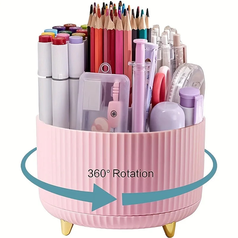 Stylish 5 Slot Makeup Brush Holder Organizer 360° Rotating Makeup Brush Organizer for Dresser Desktop Bathroom Office Storage
