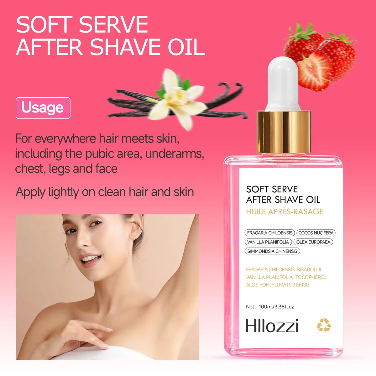 100ml/3.38f.oz Strawberry soft serve after shave oil Deeply hydrating and nourishing the skin Men & Women Hydrating Serum