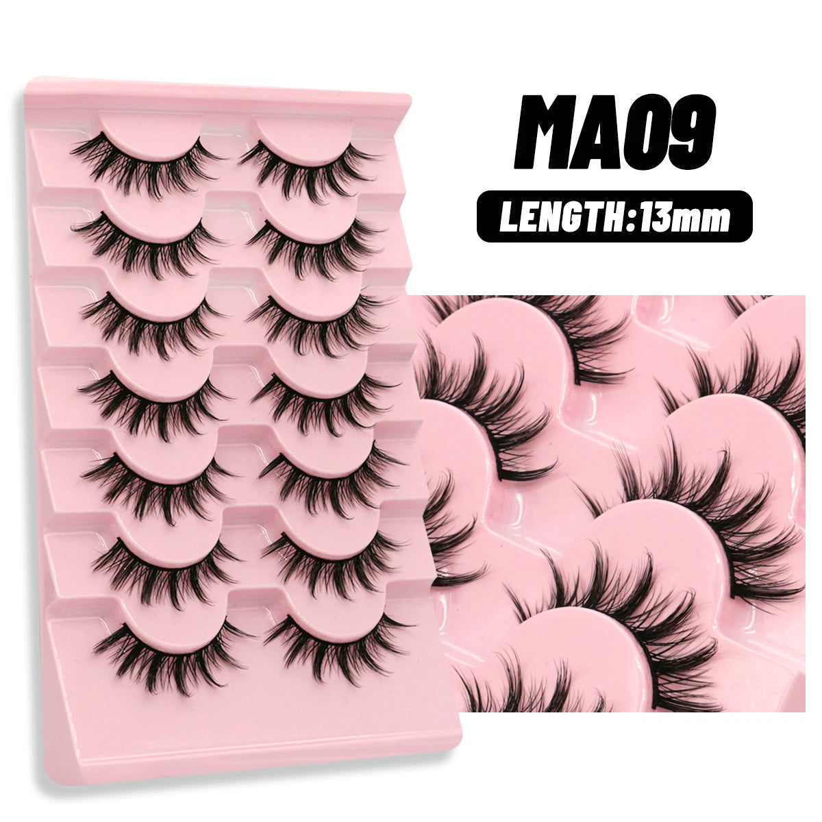 GROINNEYA 5/7 pairs Eyelashes Manga Lashes Natural False Lashes Fluffy Soft Cross Fairy Little Devil Lashes Extension Makeup