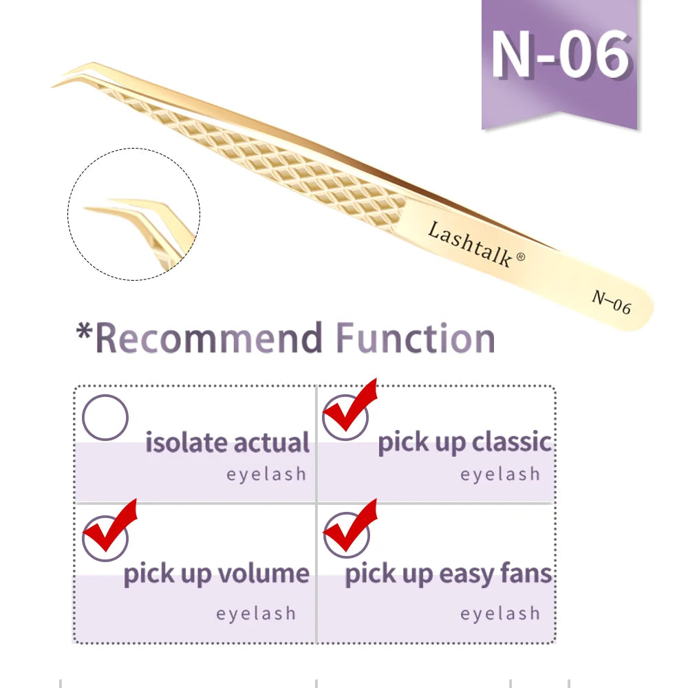 Lashtalk Eyelash Extension Tweezers Makeup Tools From Nagaraku Stainless Steel Non-magnetic Volume FakeLashes Supplies Accurate