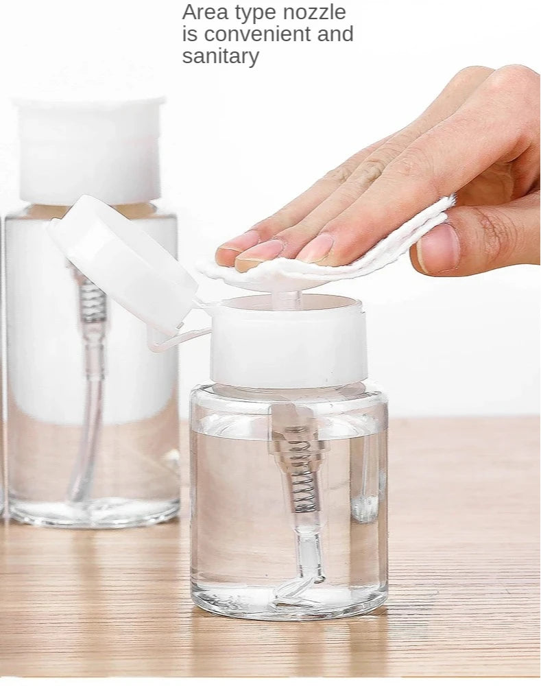 1pc Refillable Bottles Push-type Bottling Empty Pump Dispenser Bottle for Nail Polish and Makeup Remover Bottle Packaging
