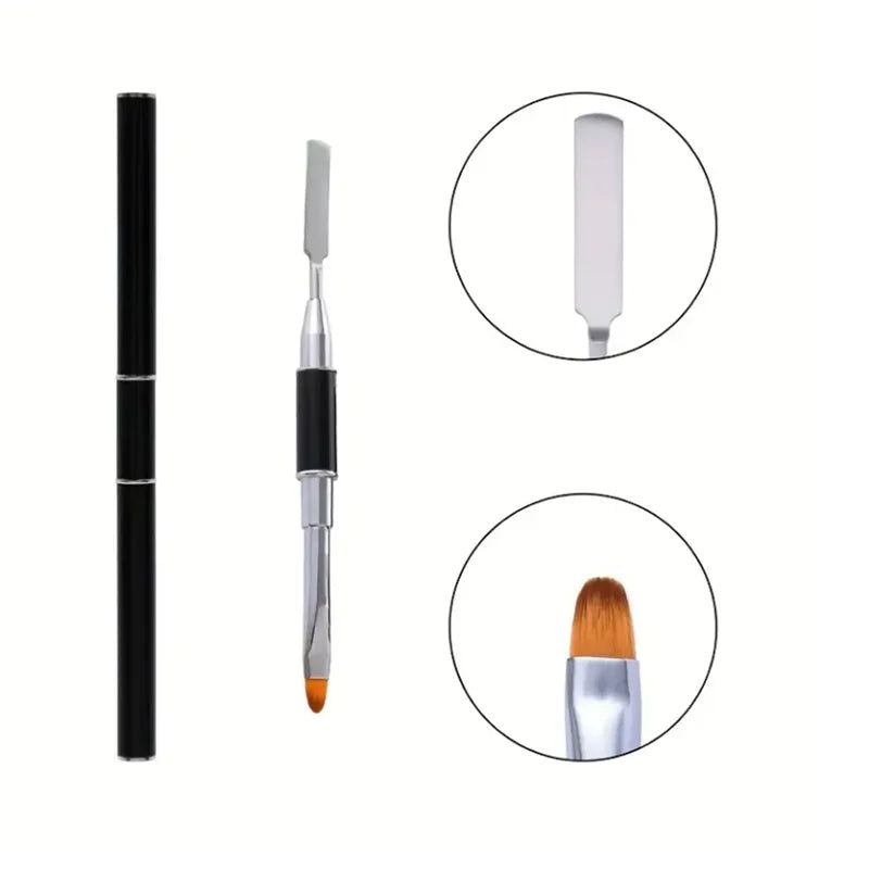 New Gel Brush & Picker 2 in 1 Design Nail Brush and Spatula Gel Nail Brush Tool for Acrylic Nails Extension Gel