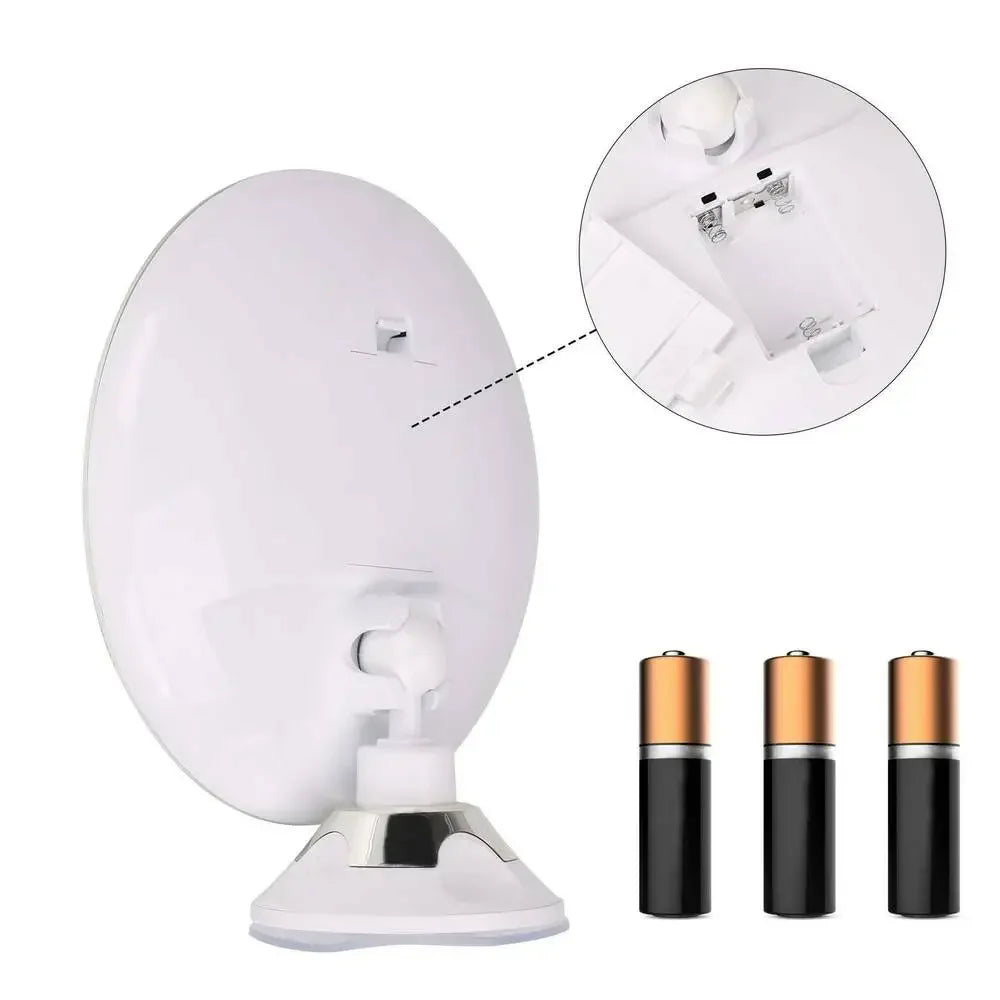LED Makeup Mirror with 10X Magnifier & Flexible Gooseneck – Suction Cup, Diffused Light, 360° Rotation for Bathroom & Vanity