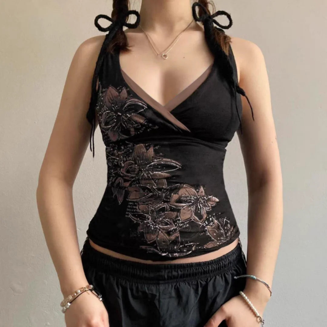 Summer Shibuya Hot Girl Black Sexy Strap Top Female 2000s Y2K Harajuku Gothic Retro Backless Top Street Style