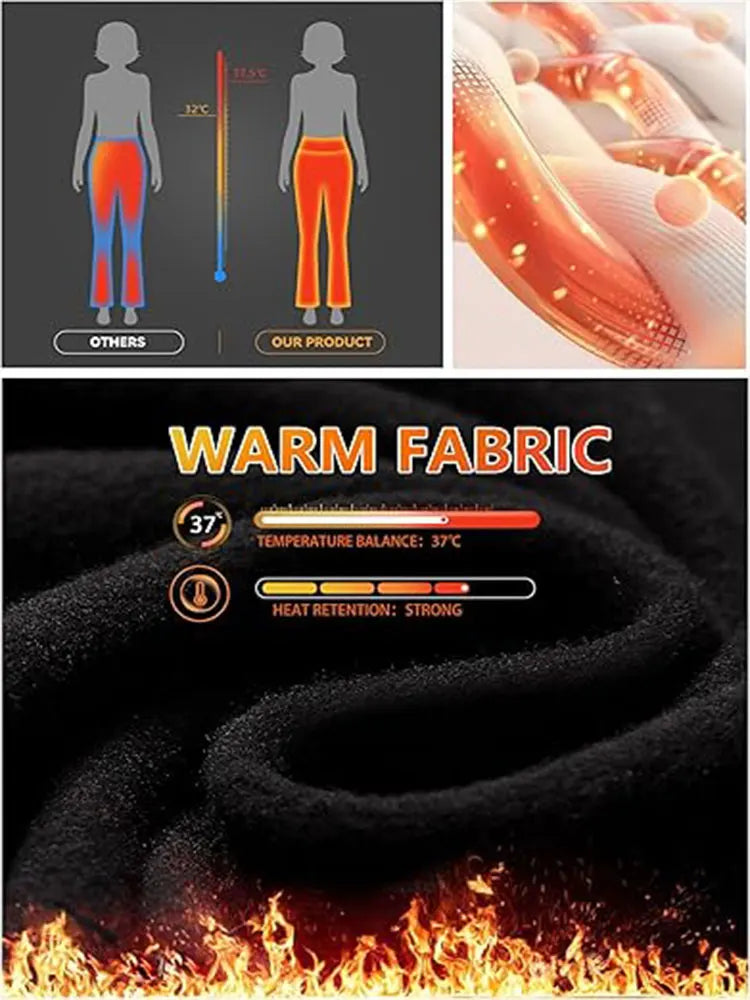 Fleece Solid Color Flared Pants Are Elegant Winter Thermal Pants They Are Thick And Form Fitting Suitable For Casual Occasions