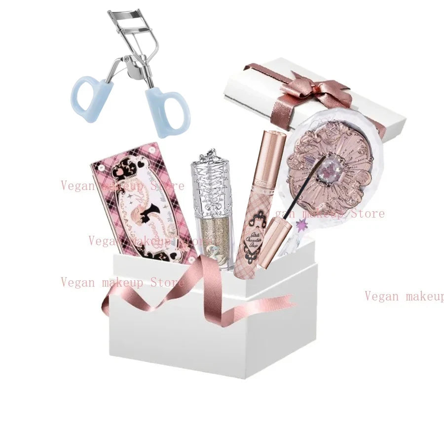 Flower Knows Makeup Set Eye Shadow Lipstick Swan Liquid Eyeshadow Hand Mirrors Hairpin Brush Gift Box For Girlfriend
