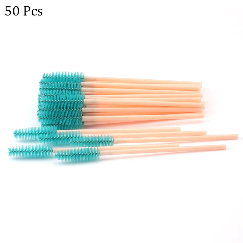 50pcs Eyelash Extension Disposable Eyelash Brush Mascara Stick Applicator Propeller Eye Lashes Makeup Brush Set Makeup Tools