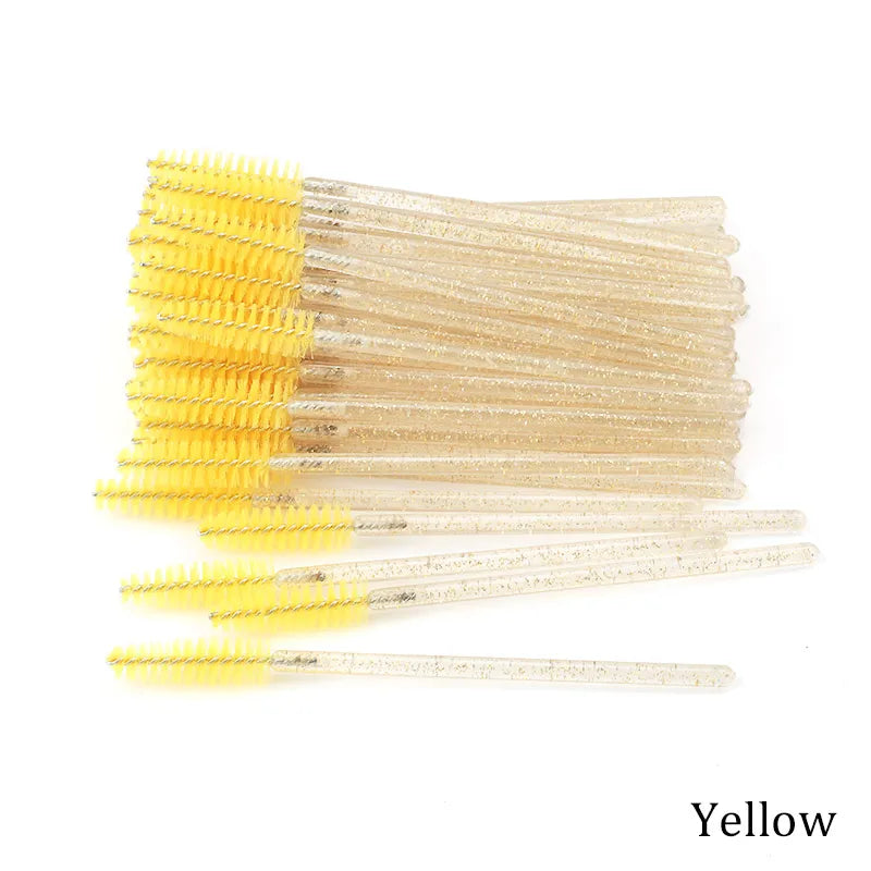 50pcs Eyelash Extension Disposable Eyelash Brush Mascara Stick Applicator Propeller Eye Lashes Makeup Brush Set Makeup Tools