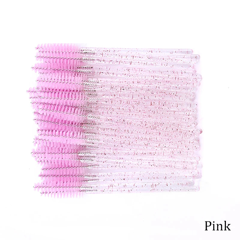 50pcs Eyelash Extension Disposable Eyelash Brush Mascara Stick Applicator Propeller Eye Lashes Makeup Brush Set Makeup Tools