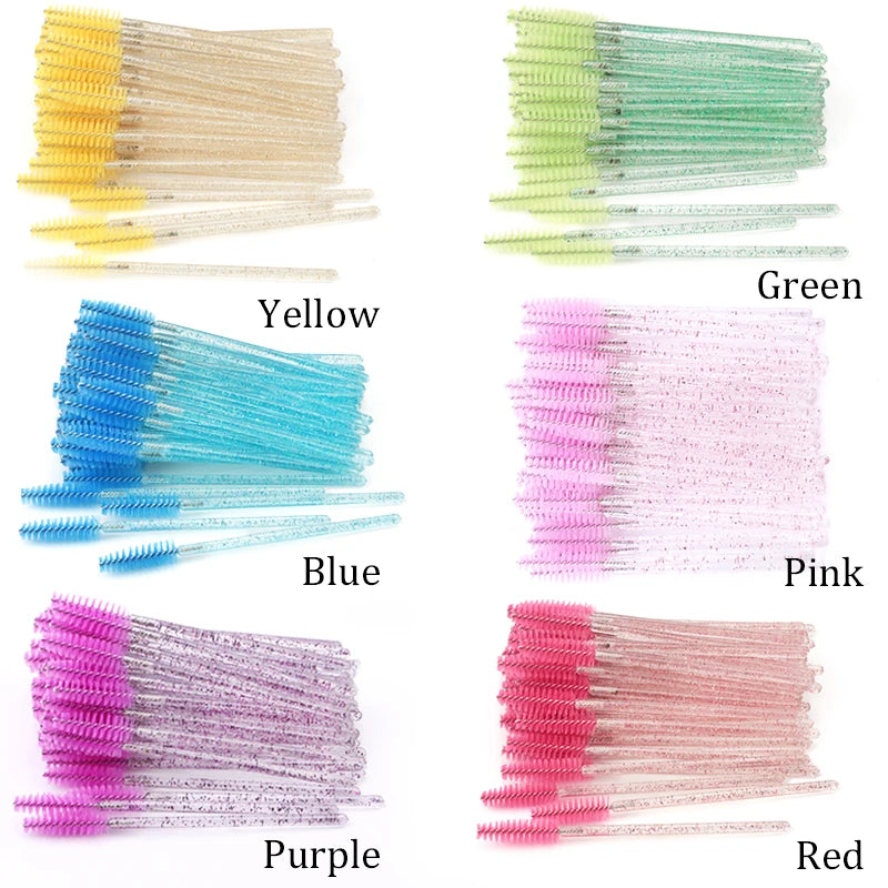 50pcs Eyelash Extension Disposable Eyelash Brush Mascara Stick Applicator Propeller Eye Lashes Makeup Brush Set Makeup Tools