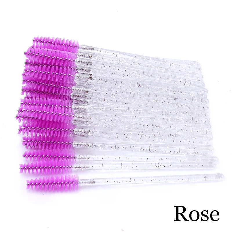 50pcs Eyelash Extension Disposable Eyelash Brush Mascara Stick Applicator Propeller Eye Lashes Makeup Brush Set Makeup Tools