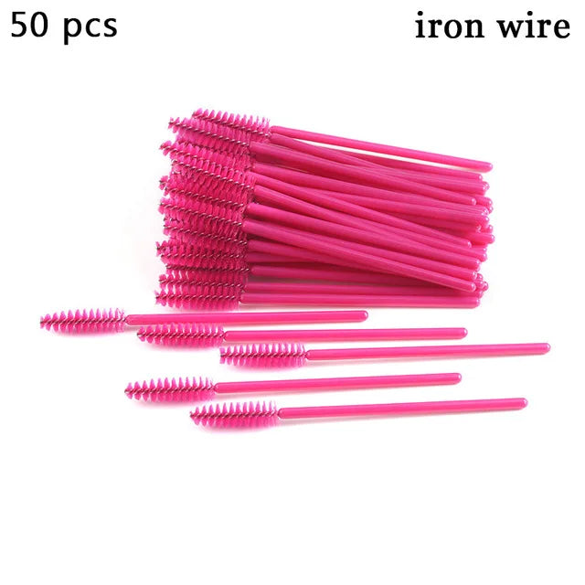 50pcs Eyelash Extension Disposable Eyelash Brush Mascara Stick Applicator Propeller Eye Lashes Makeup Brush Set Makeup Tools