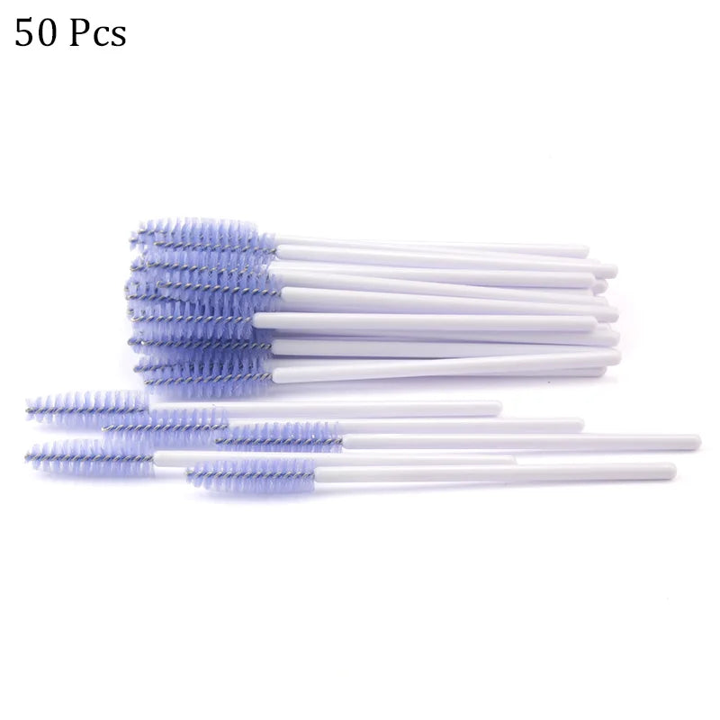 50pcs Eyelash Extension Disposable Eyelash Brush Mascara Stick Applicator Propeller Eye Lashes Makeup Brush Set Makeup Tools