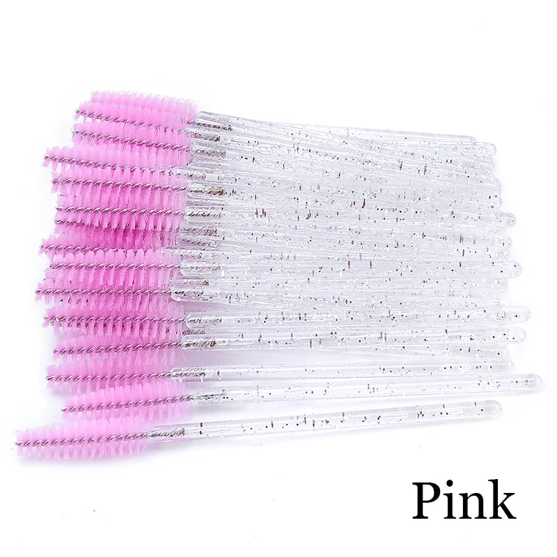 50pcs Eyelash Extension Disposable Eyelash Brush Mascara Stick Applicator Propeller Eye Lashes Makeup Brush Set Makeup Tools