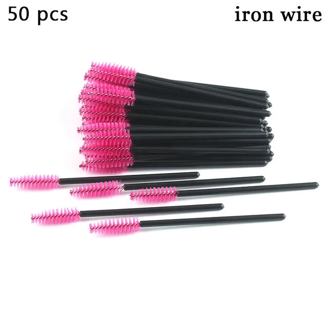 50pcs Eyelash Extension Disposable Eyelash Brush Mascara Stick Applicator Propeller Eye Lashes Makeup Brush Set Makeup Tools