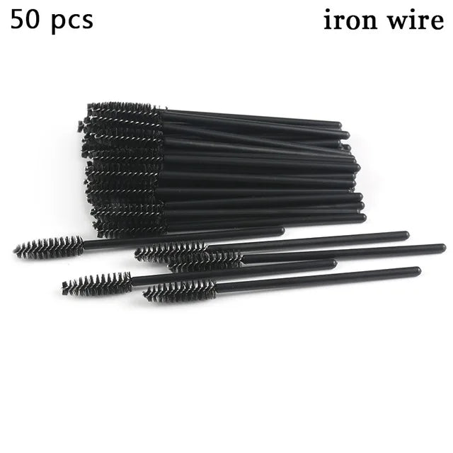 50pcs Eyelash Extension Disposable Eyelash Brush Mascara Stick Applicator Propeller Eye Lashes Makeup Brush Set Makeup Tools