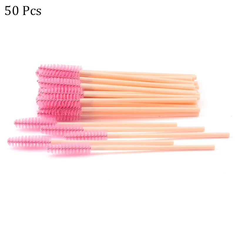 50pcs Eyelash Extension Disposable Eyelash Brush Mascara Stick Applicator Propeller Eye Lashes Makeup Brush Set Makeup Tools
