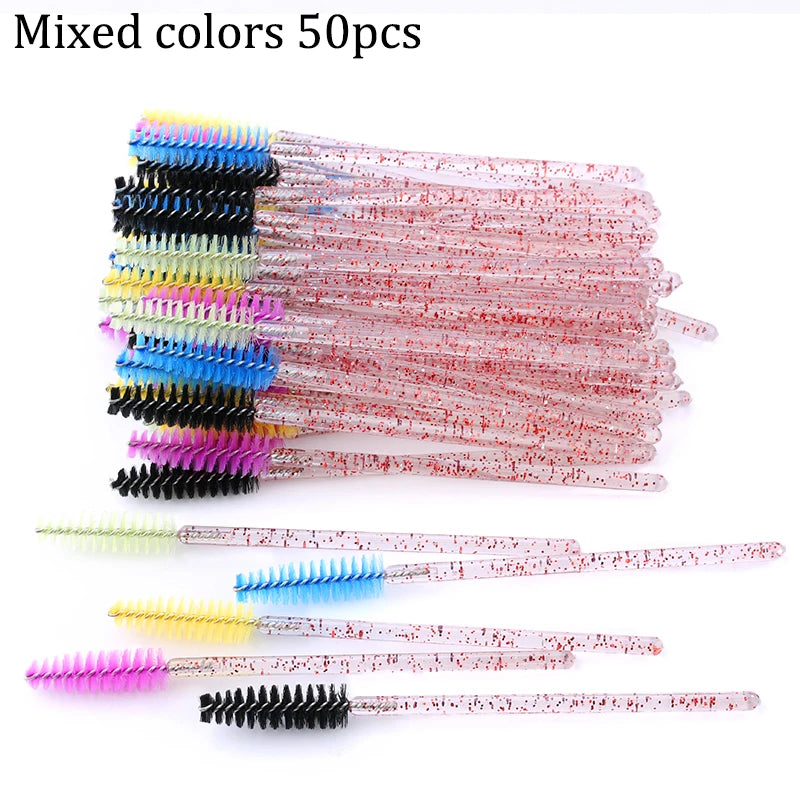 50pcs Eyelash Extension Disposable Eyelash Brush Mascara Stick Applicator Propeller Eye Lashes Makeup Brush Set Makeup Tools
