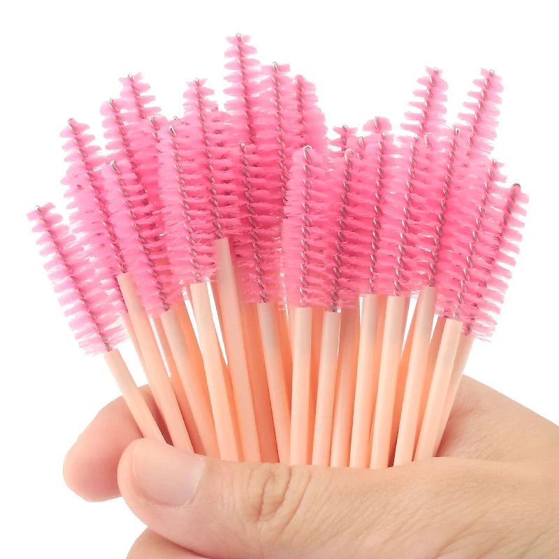 50pcs Eyelash Extension Disposable Eyelash Brush Mascara Stick Applicator Propeller Eye Lashes Makeup Brush Set Makeup Tools