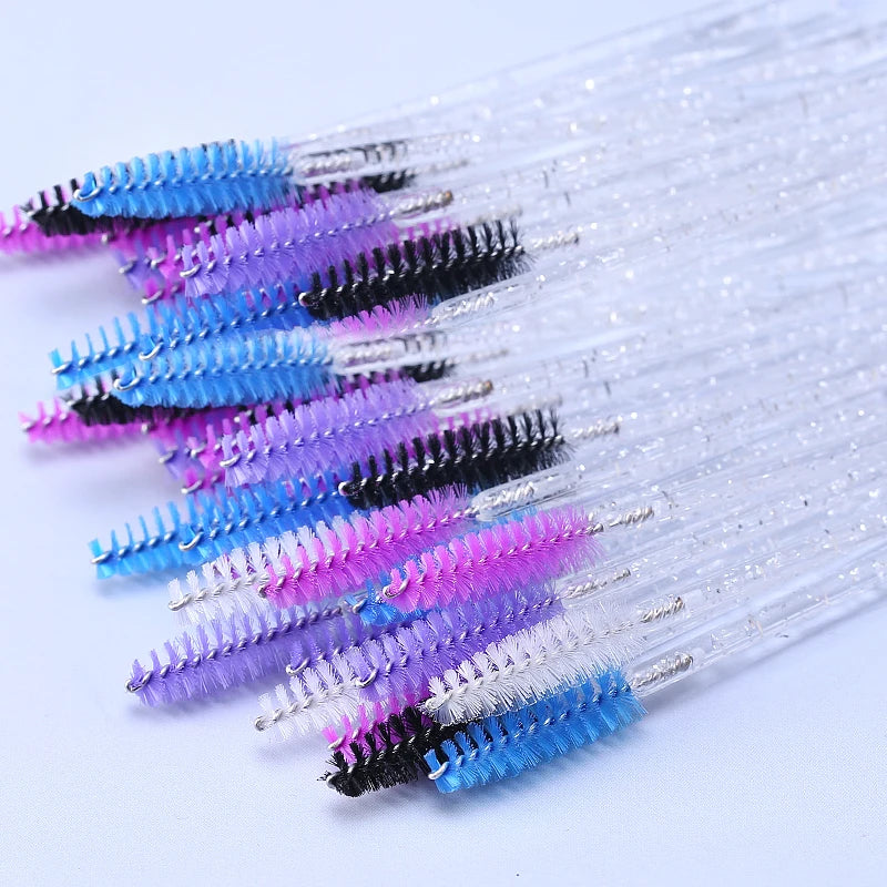 50pcs Eyelash Extension Disposable Eyelash Brush Mascara Stick Applicator Propeller Eye Lashes Makeup Brush Set Makeup Tools