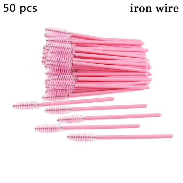50pcs Eyelash Extension Disposable Eyelash Brush Mascara Stick Applicator Propeller Eye Lashes Makeup Brush Set Makeup Tools