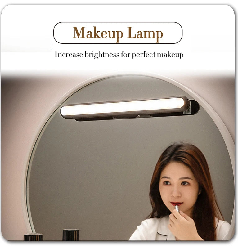 LED Makeup Lamp Light USB Eye Protection Rechargeable Portable Hanging Magnetic Lamp Touch Switch Mirror Light Selfie Light