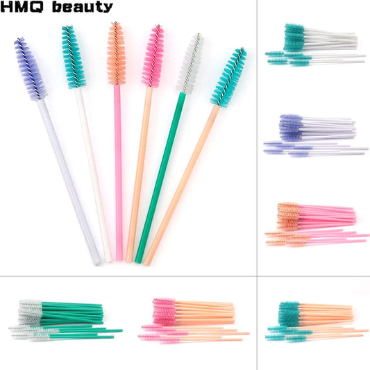 50pcs Eyelash Extension Disposable Eyelash Brush Mascara Stick Applicator Propeller Eye Lashes Makeup Brush Set Makeup Tools