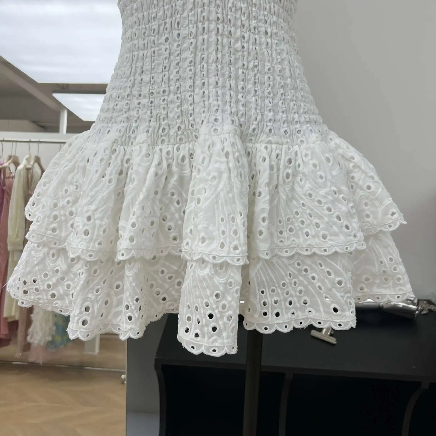 Luxury Embroidery Print Short Dresses Women 2025 Summer Holiday Stretchy Corset Bustier Ruffle Cake Dress Elegant Party Vestidos