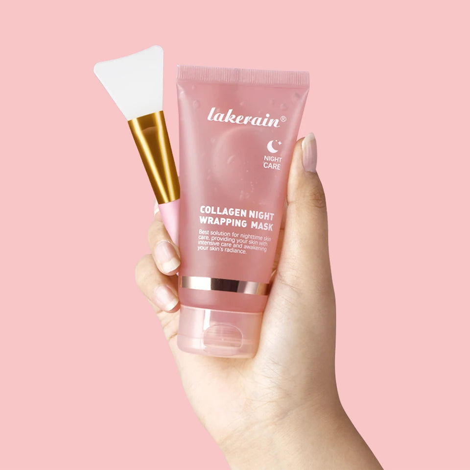 Collagen Peel Off Facial Mask Overnight Wrapping Pack Elasticity Hydration Care Reduces Sagging Dullness Hydrolyzed Collagen For