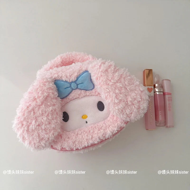 Large Capacity Cosmetics Storage Bag Kuromi My Melody Hello Kitty Cartoon Plush Bag Makeup Bag Travel Storage Bag Gifts Girl