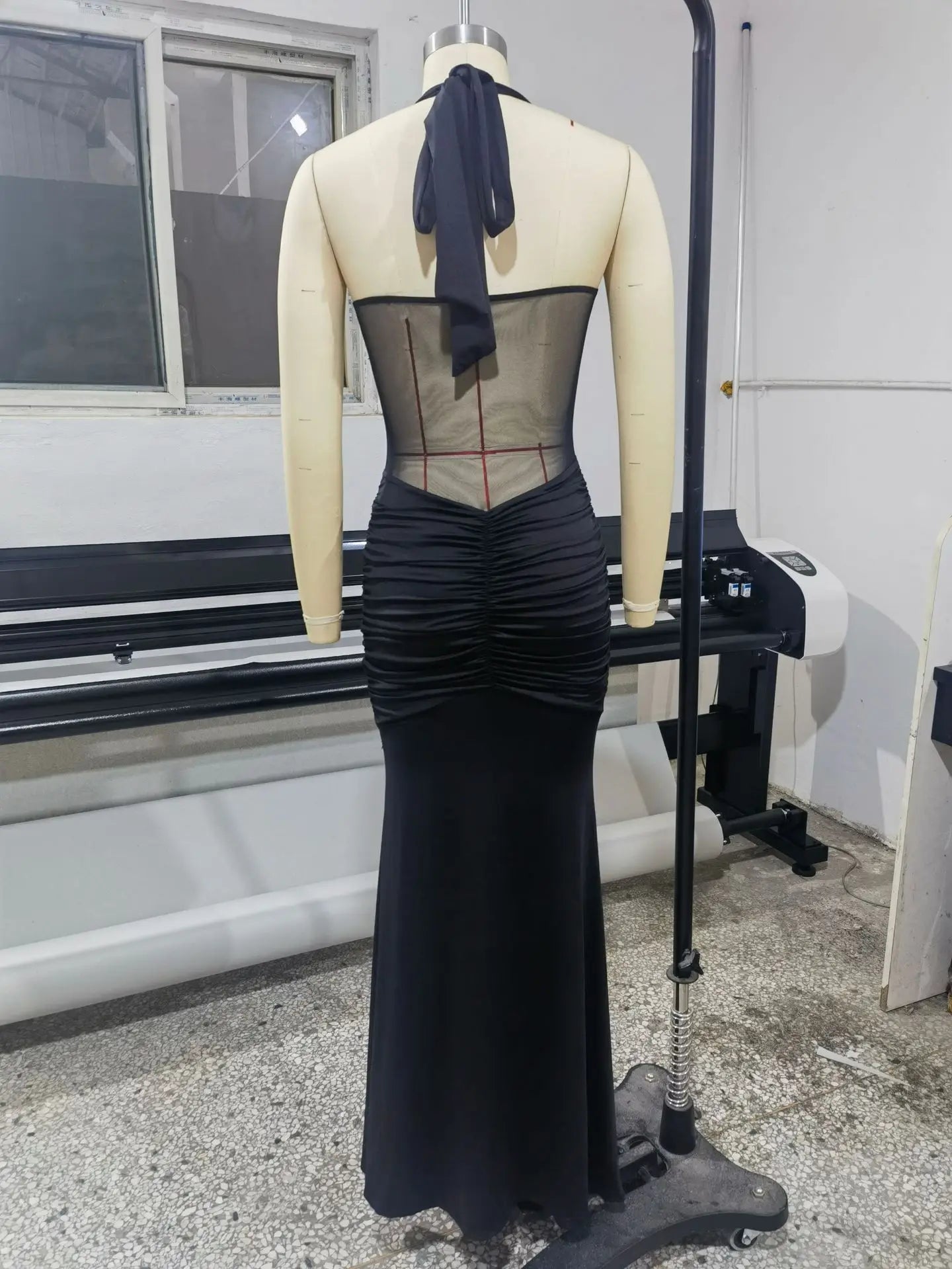 Giyu Sexy Evening Club Party Dresses 2025 Women Summer See Through Mesh Maxi Long Dress Bodycon Draped Ruched Mermaid Robe