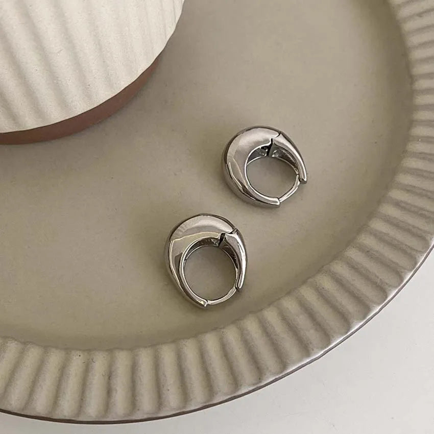 2024 Korean New Classic Gold Color Plated Metal Hoop Earrings For Women Fashion Jewelry Temperament Girls Daily Wear earrings