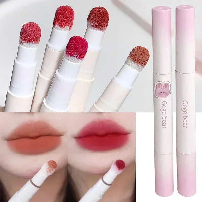 Korea Fluffy Velvet Soft Lip Glaze Liquid Lipstick Cream Matte Rose Red Pigment Waterproof Long Lasting Dye Cheek Woman Makeup