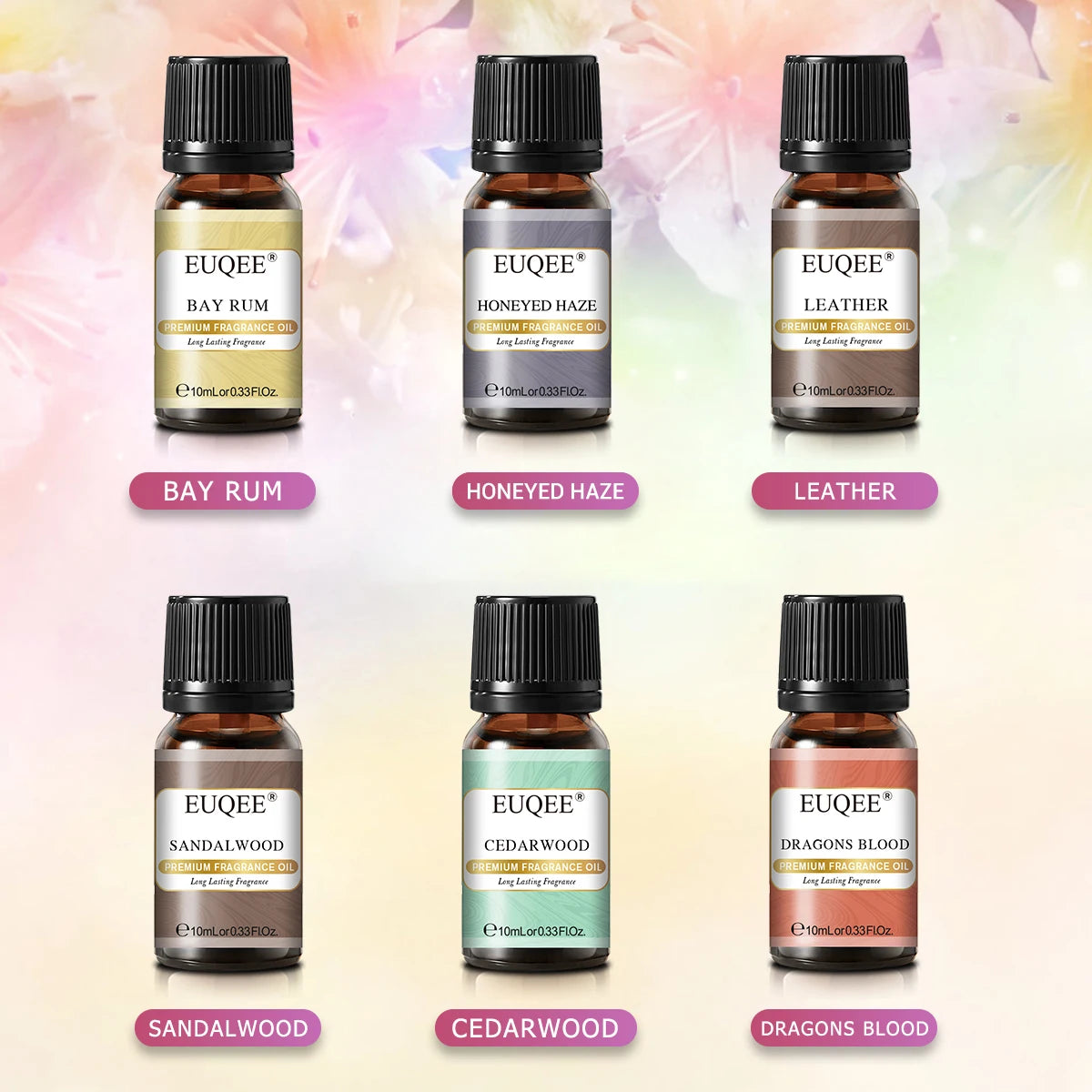 EUQEE 6pcs/set Fragrance Oil Gift Kit For Diffuser Coffee Bakery Harvest Spice Pumpkin Pie Forest Pine Sweet Fruit Aroma Oils