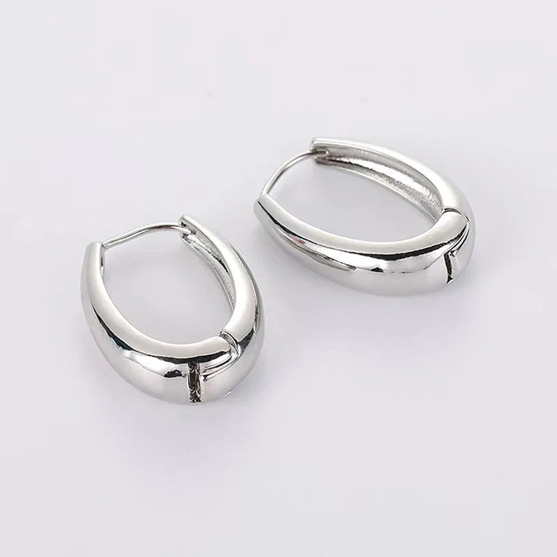 2024 Korean New Classic Gold Color Plated Metal Hoop Earrings For Women Fashion Jewelry Temperament Girls Daily Wear earrings