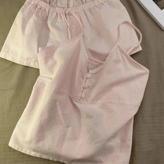 2025 New Cotton Sleepwear Women's Summer Short Sleeved Shorts Cute Women's Home Clothing Set Женская Пижама