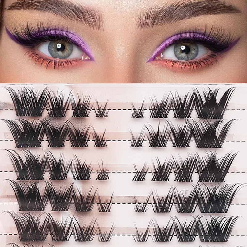 DIY Lashes 10 rows Cluster Eyelashes Fake Eyelashes Manga Eye Cluster Eyelashes at home Long Thick Makeup Wholesale Extension