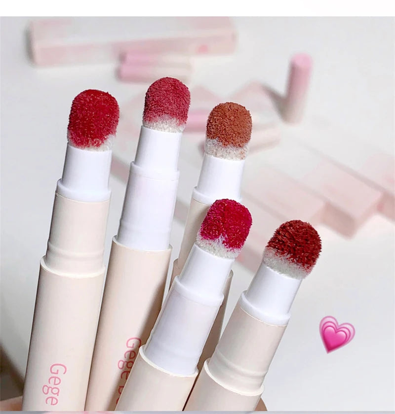 Korea Fluffy Velvet Soft Lip Glaze Liquid Lipstick Cream Matte Rose Red Pigment Waterproof Long Lasting Dye Cheek Woman Makeup