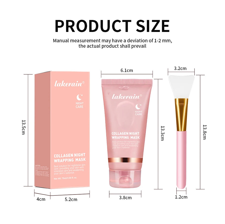 Collagen Peel Off Facial Mask Overnight Wrapping Pack Elasticity Hydration Care Reduces Sagging Dullness Hydrolyzed Collagen For