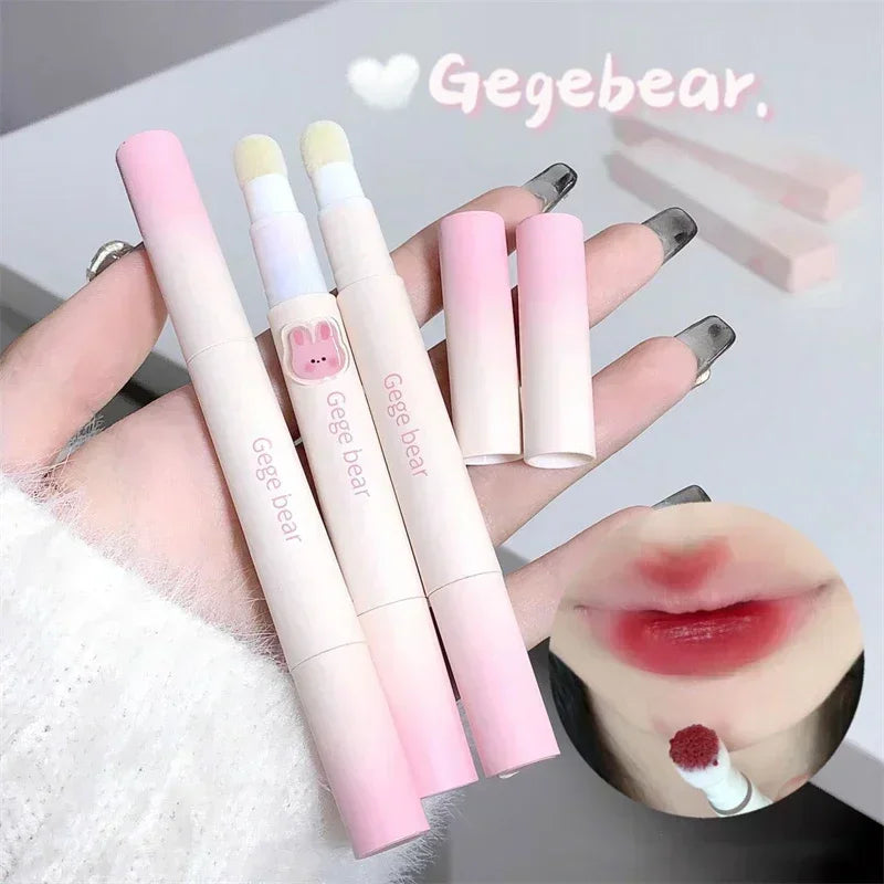 Korea Fluffy Velvet Soft Lip Glaze Liquid Lipstick Cream Matte Rose Red Pigment Waterproof Long Lasting Dye Cheek Woman Makeup