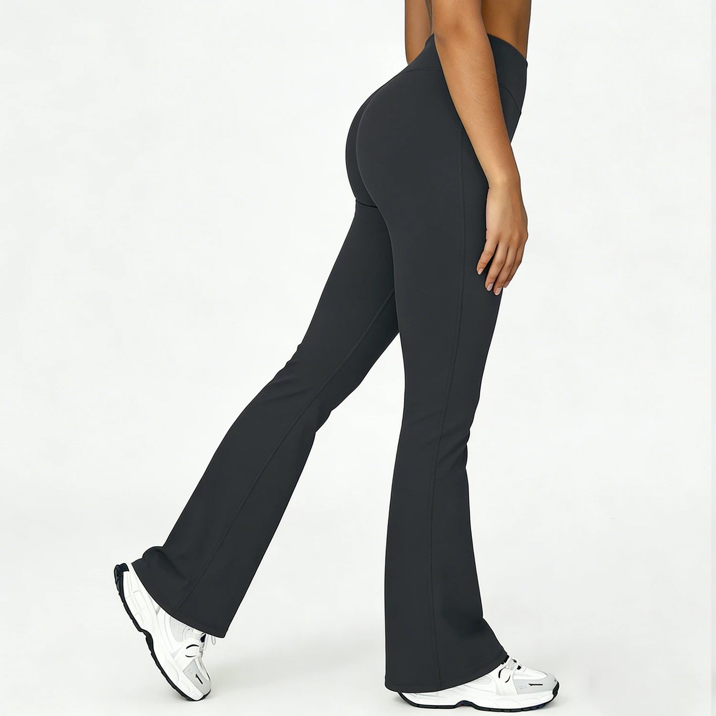Women's Slightly Flared Yoga Pants GYM Hip-lifting Leggings High-waisted Fitness Breathable Antibacterial Sports Workout Pants