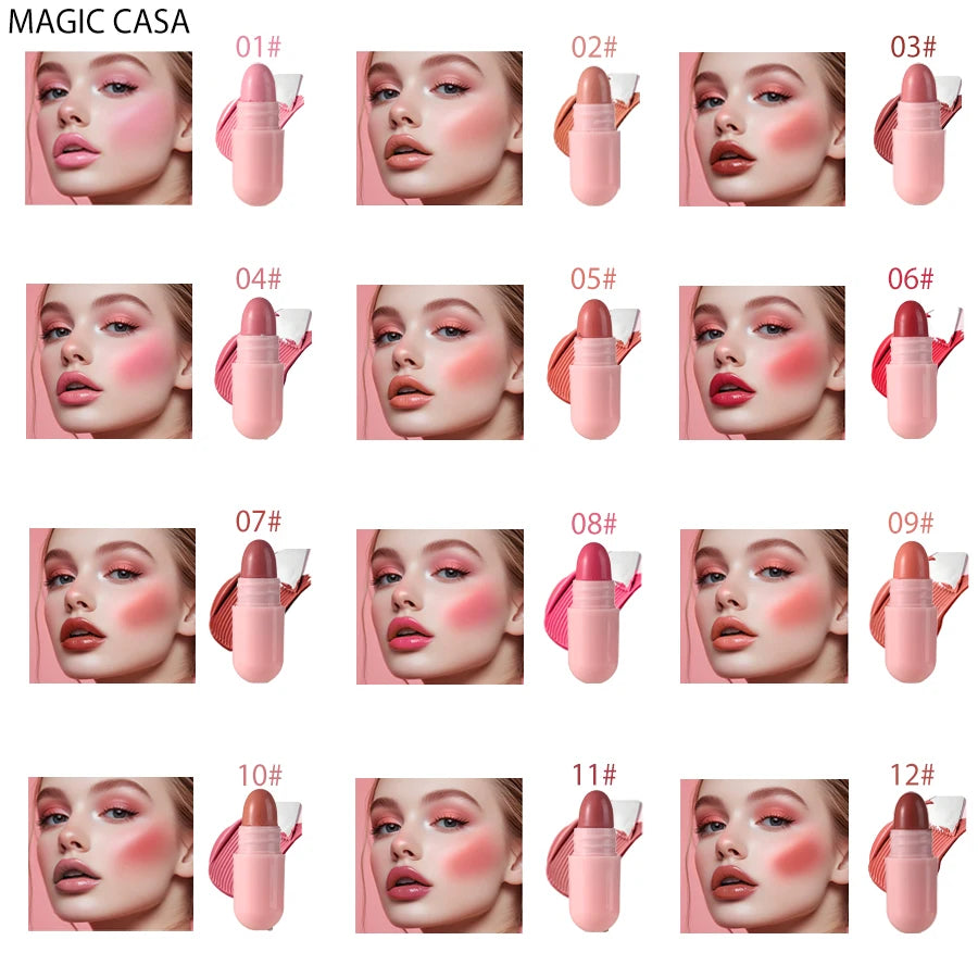 12-Color Pink Lip and Cheek Dual-Use Capsule Lipstick Set Long-Lasting, Color-Retaining, Waterproof  makeup