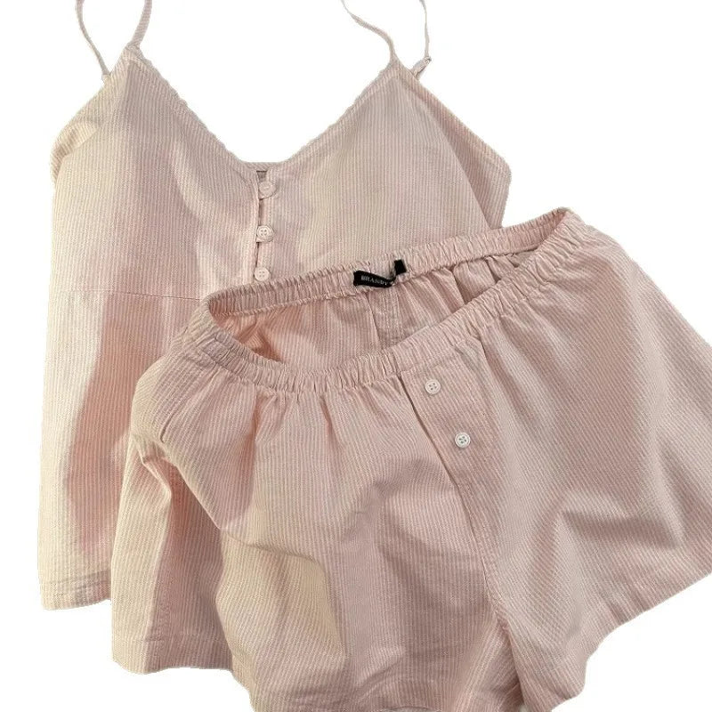 2025 New Cotton Sleepwear Women's Summer Short Sleeved Shorts Cute Women's Home Clothing Set Женская Пижама