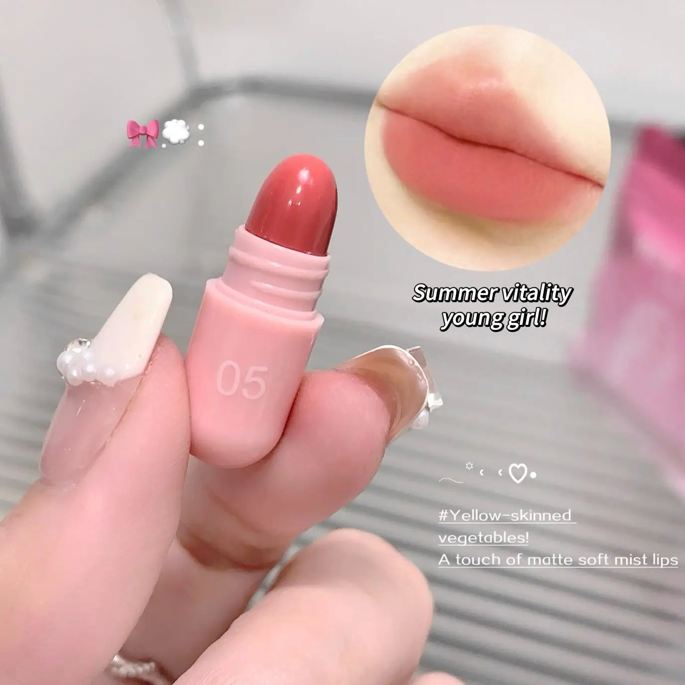 12-Color Pink Lip and Cheek Dual-Use Capsule Lipstick Set Long-Lasting, Color-Retaining, Waterproof  makeup