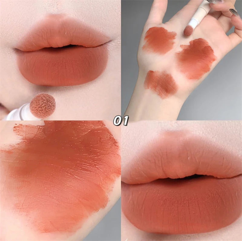 Korea Fluffy Velvet Soft Lip Glaze Liquid Lipstick Cream Matte Rose Red Pigment Waterproof Long Lasting Dye Cheek Woman Makeup