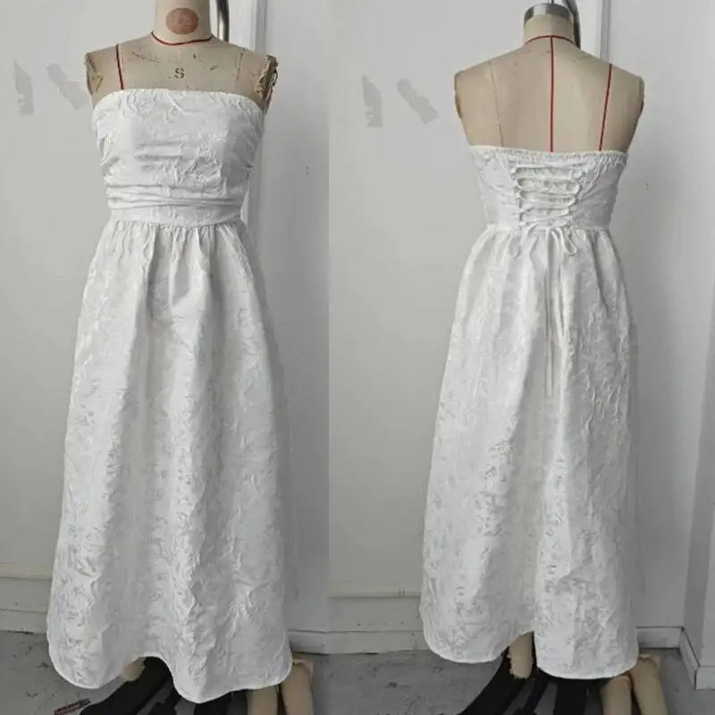 Giyu Club Evening Party Dresses Women 2025 Summer Sexy Bow Halter Long Dress Elegant Jacquard Lace Up Backless Birthday Robe