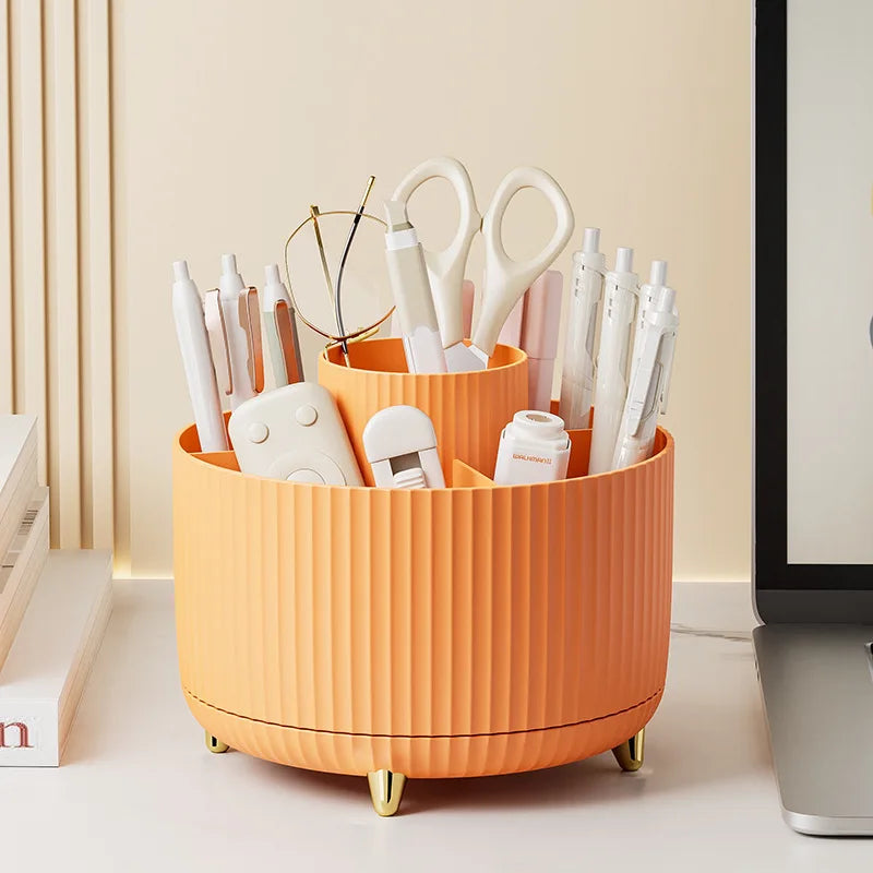 Stylish 5 Slot Makeup Brush Holder Organizer 360° Rotating Makeup Brush Organizer for Dresser Desktop Bathroom Office Storage