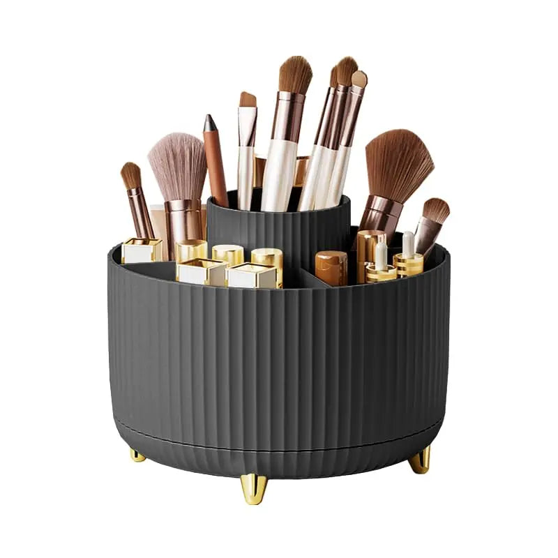 Stylish 5 Slot Makeup Brush Holder Organizer 360° Rotating Makeup Brush Organizer for Dresser Desktop Bathroom Office Storage