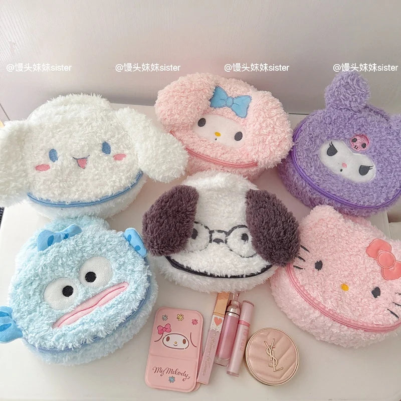 Large Capacity Cosmetics Storage Bag Kuromi My Melody Hello Kitty Cartoon Plush Bag Makeup Bag Travel Storage Bag Gifts Girl