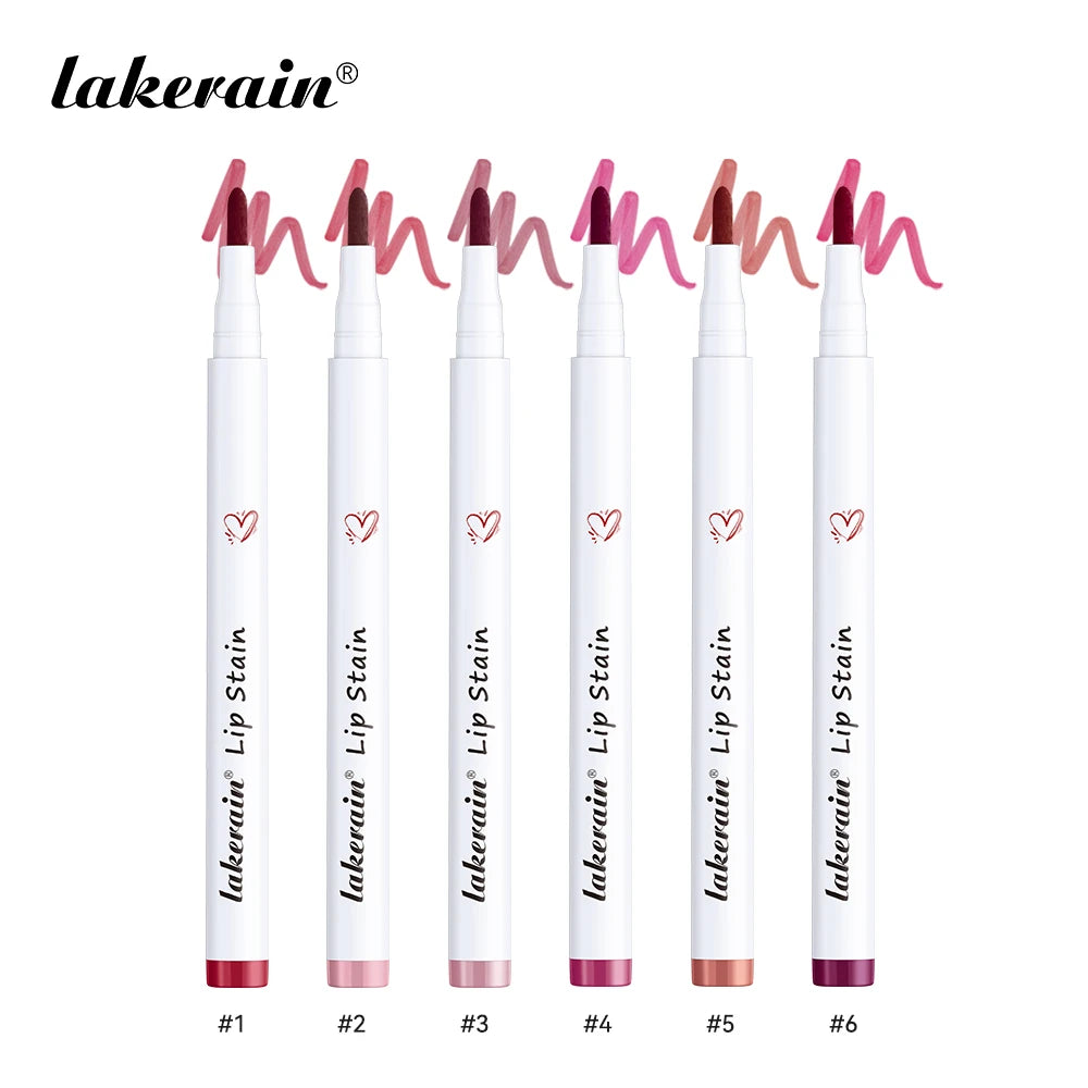 Long-lasting Lip Contour Lip Stain 2 In 1 Smudge-proof Lip Liner Pencil Ultra Pigmented Dual-Sided Design Non-Stick Cup Makeup